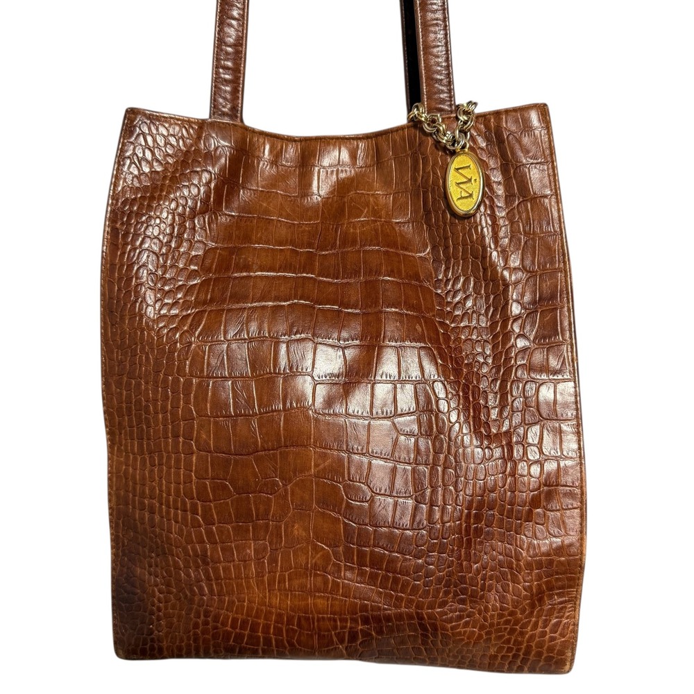 Viva Bags of California Brown Croc
Embossed Shoulder Tote Purse Vintage USA
